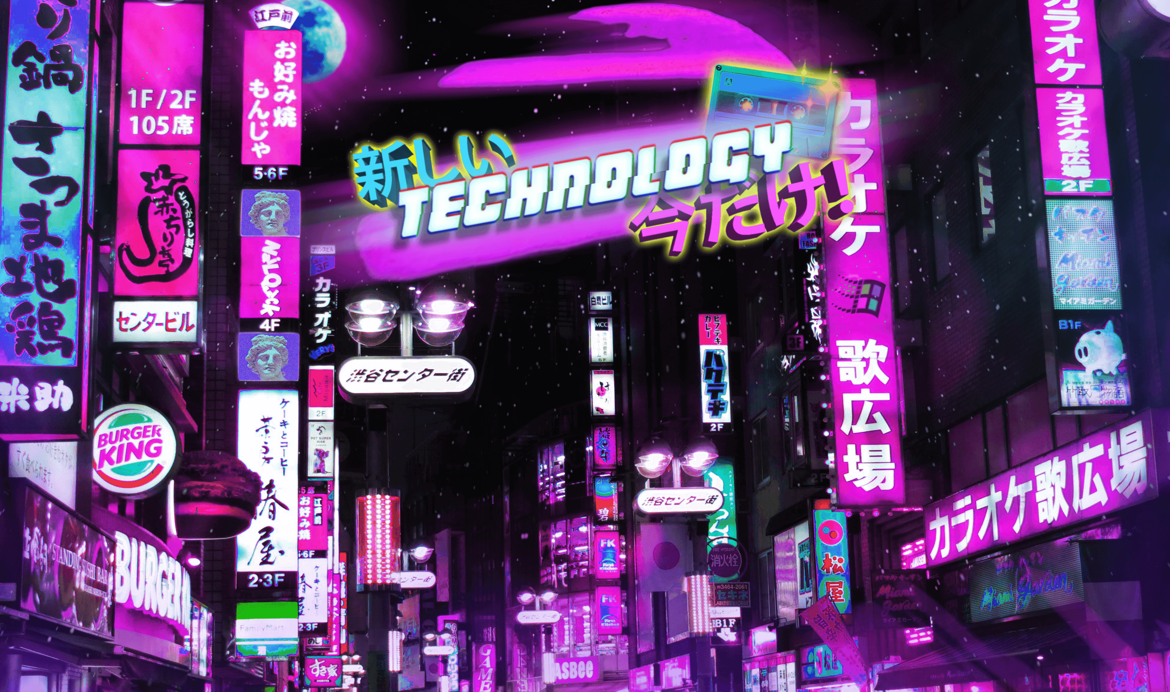 霓虹城市背景 壁紙