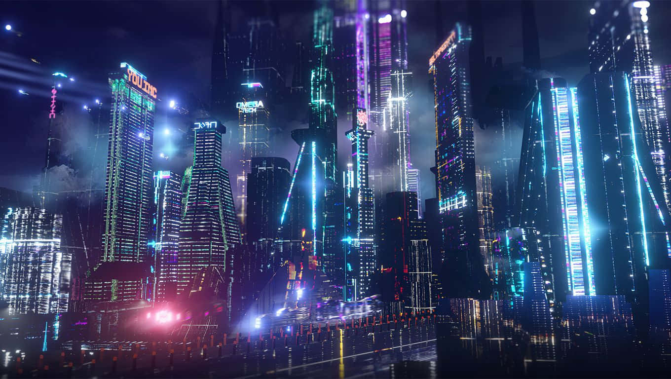 霓虹城市背景 壁紙