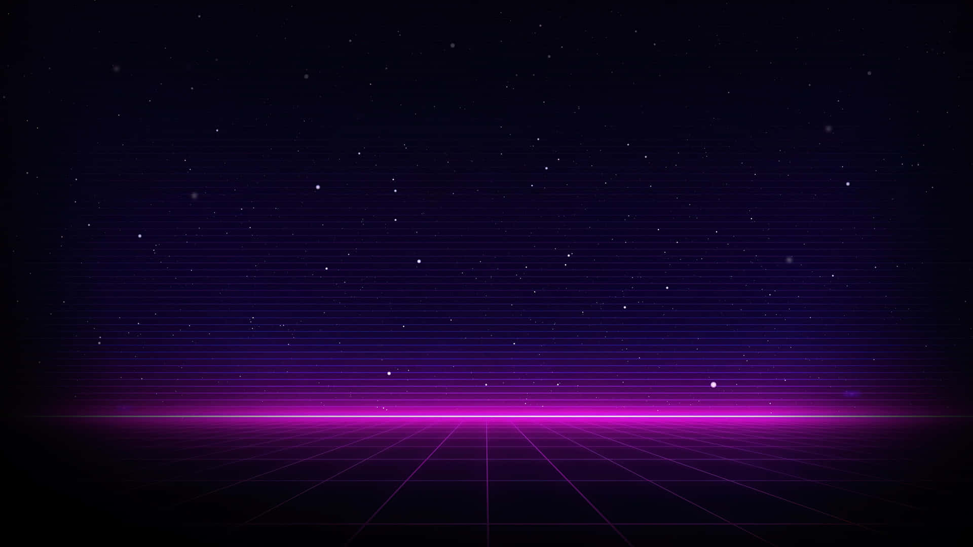 星空夜空下帶有數字網格線的霓虹紫色網格地板