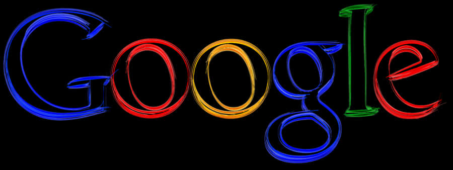 霓虹效果的彩色Google標誌