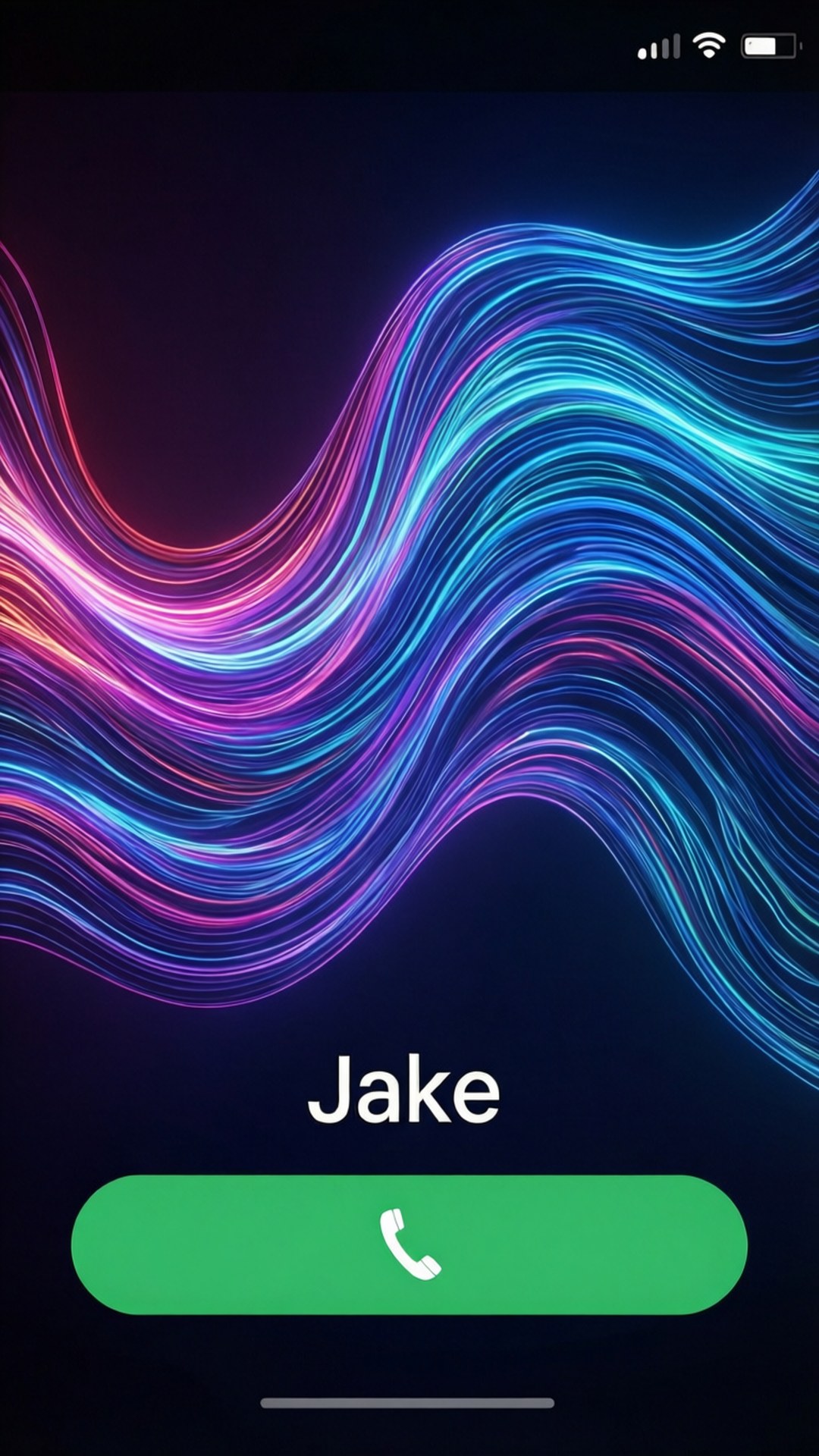 來自Jake的來電，帶有發光霓虹波浪背景。
