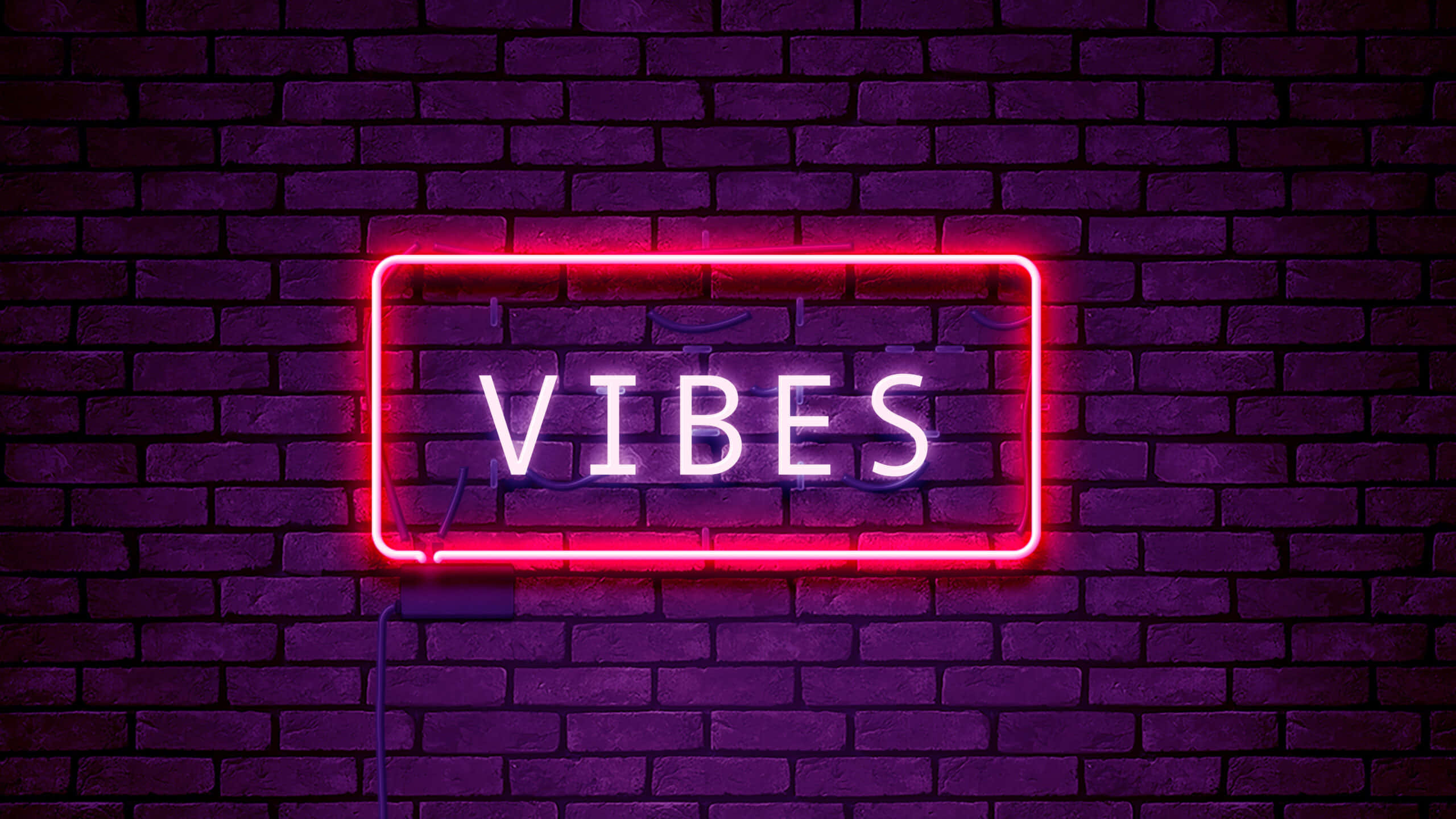霓虹燈 vibe 標誌於磚牆上 壁紙