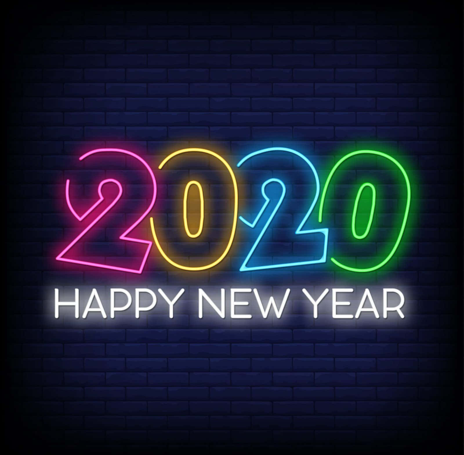 霓虹燈2020新年快樂標誌 壁紙