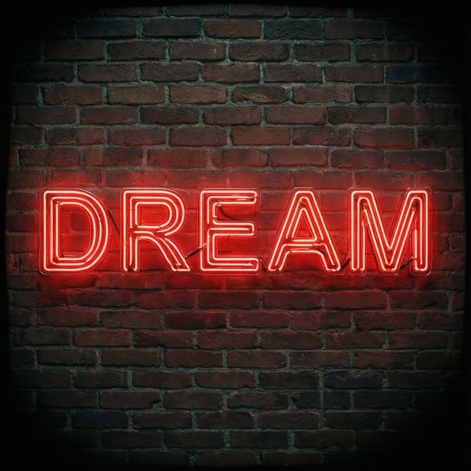霓虹紅色「DREAM」招牌 壁紙