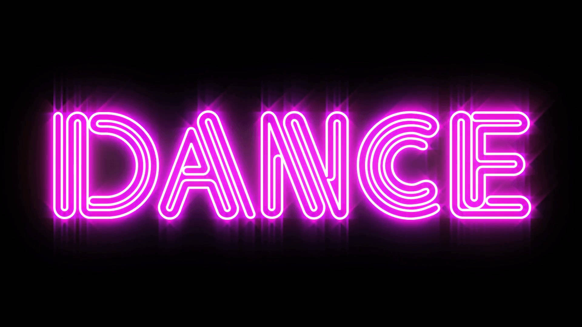 在黑暗中發光的粉紅色霓虹燈牌，上面寫著 DANCE。
