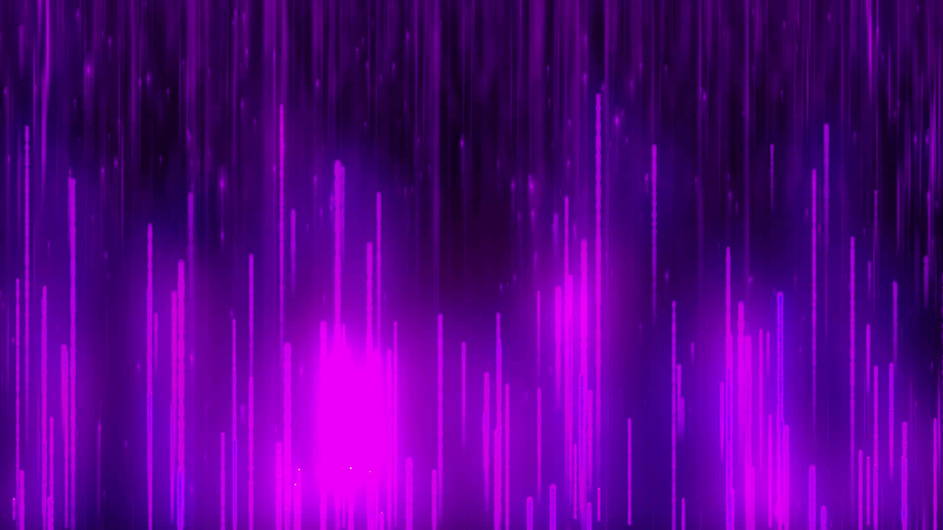 發光紫色線條的數碼雨，以未來抽象圖案落下。