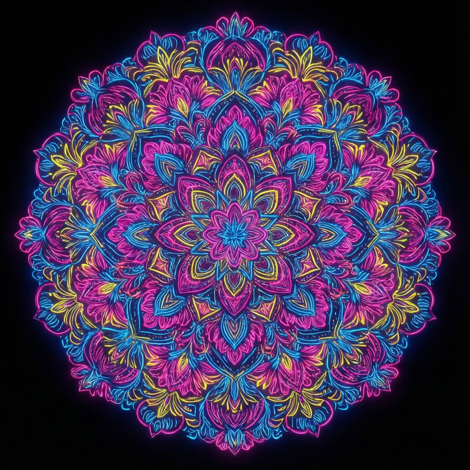霓虹花卉曼陀羅 壁紙