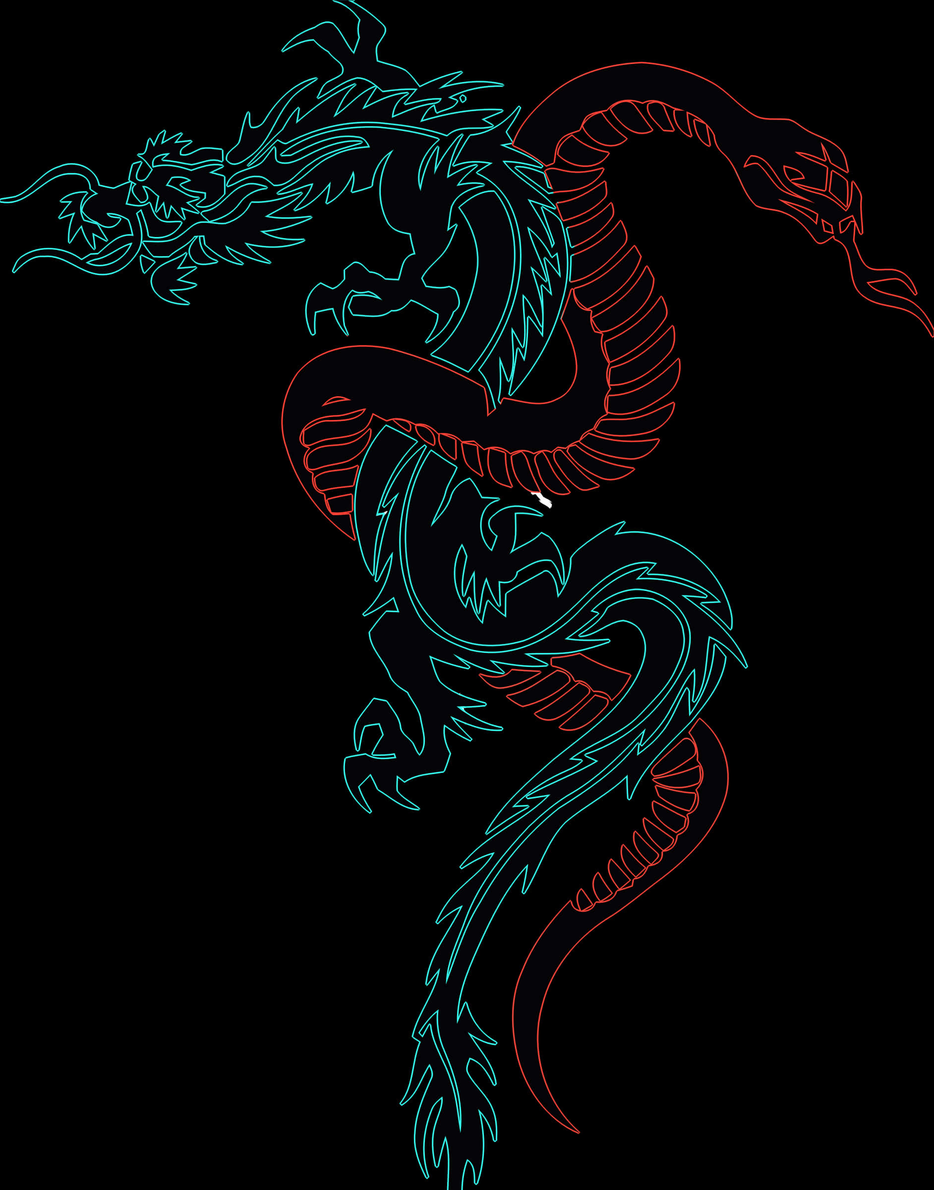 霓虹龍紋身設計 壁紙