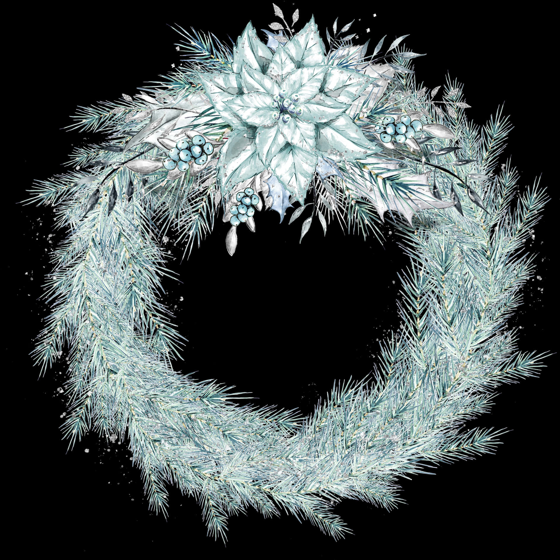 霜雪松果聖誕花環 壁紙
