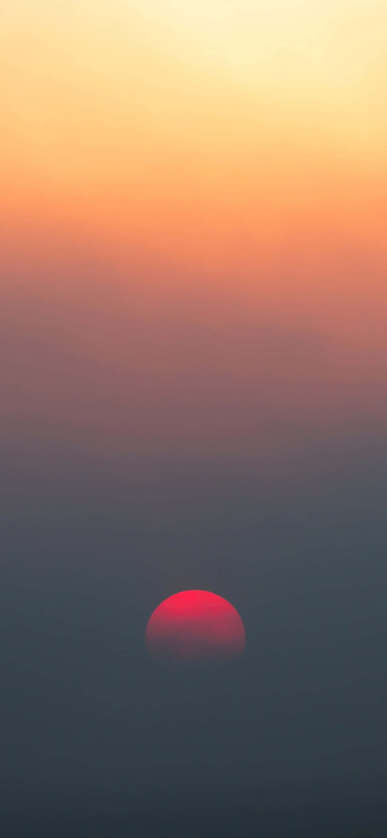 霧氣瀰漫的天空中升起一輪紅日 壁紙