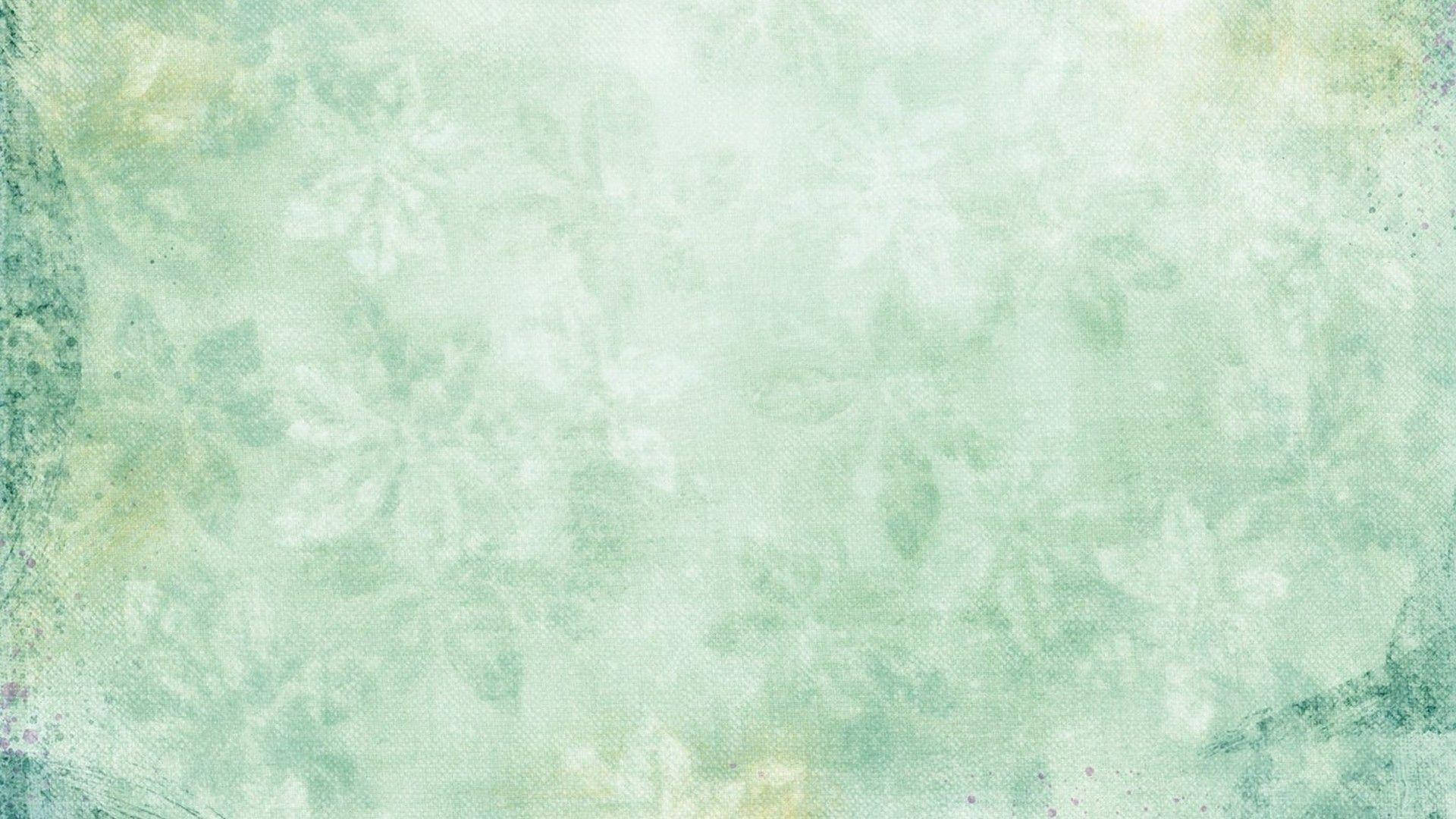 霧氣白花 sage 綠色桌面 壁紙 — 柔軟薄荷綠色紋理背景，帶有細膩花卉圖案和復古頹廢邊緣。