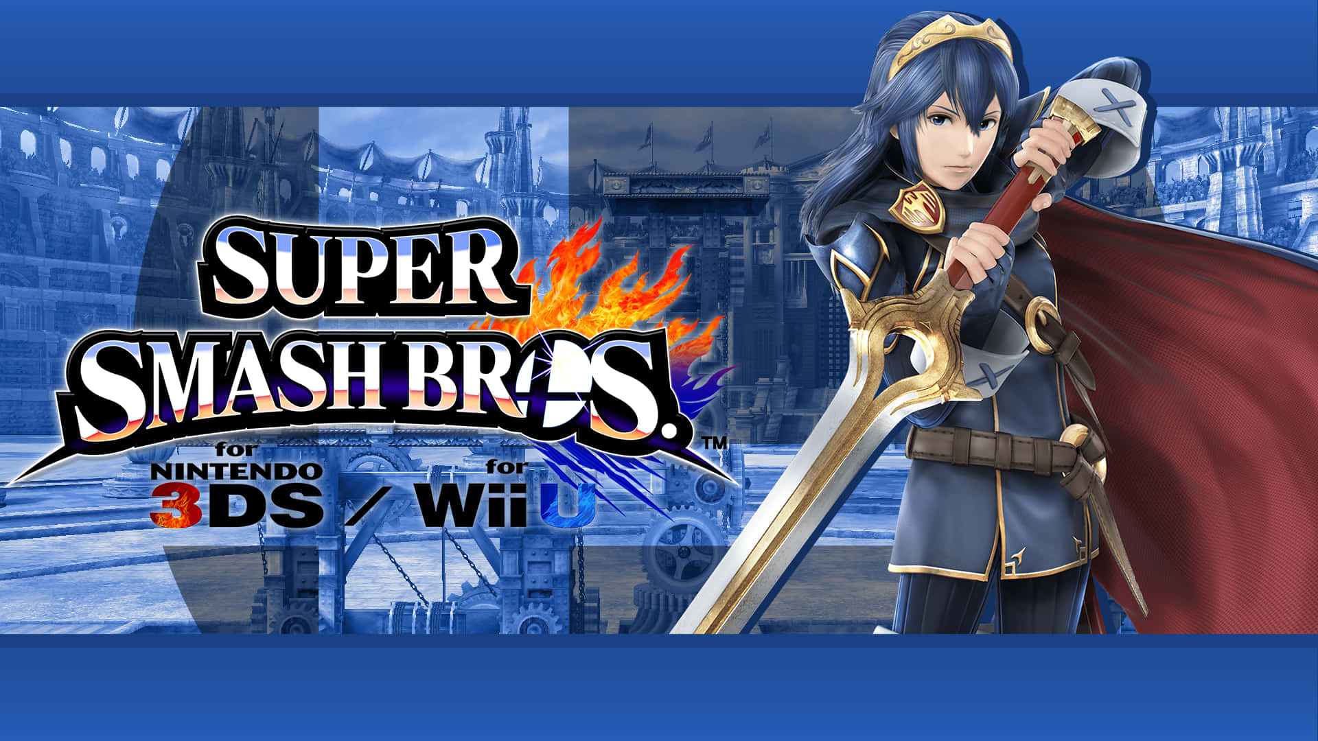 Super Smash Bros 遊戲藝術中，持劍披斗篷的動漫戰士。