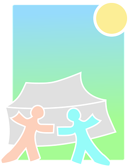 露營裝備卡通插圖 壁紙