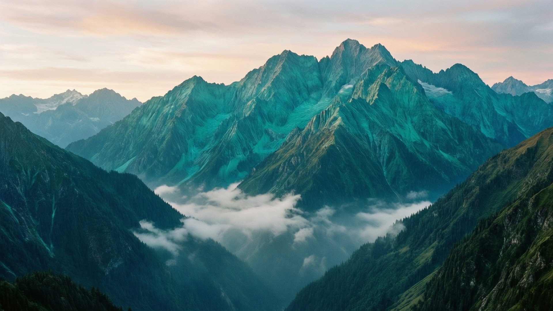 青綠山嵐 壁紙
