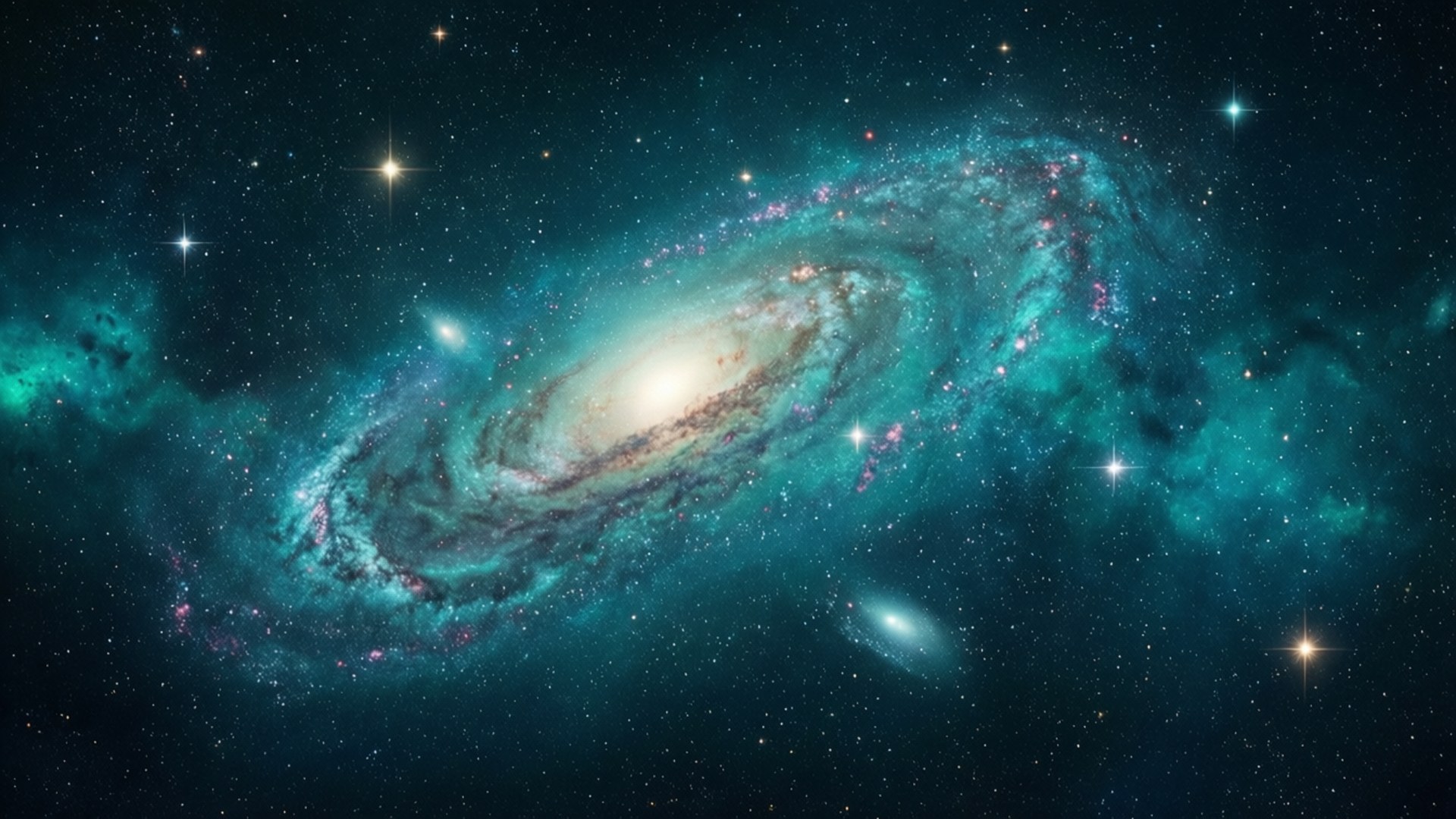 青綠星系星雲 壁紙