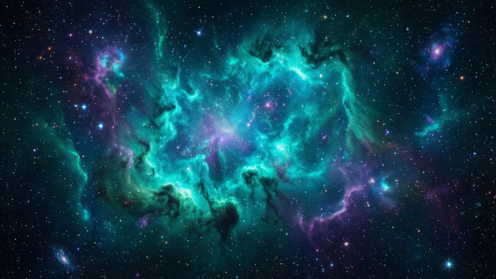 青綠星雲太空 壁紙