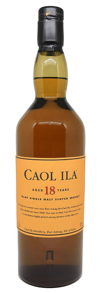 一瓶Caol Ila 18年艾雷島單一麥芽蘇格蘭威士忌。