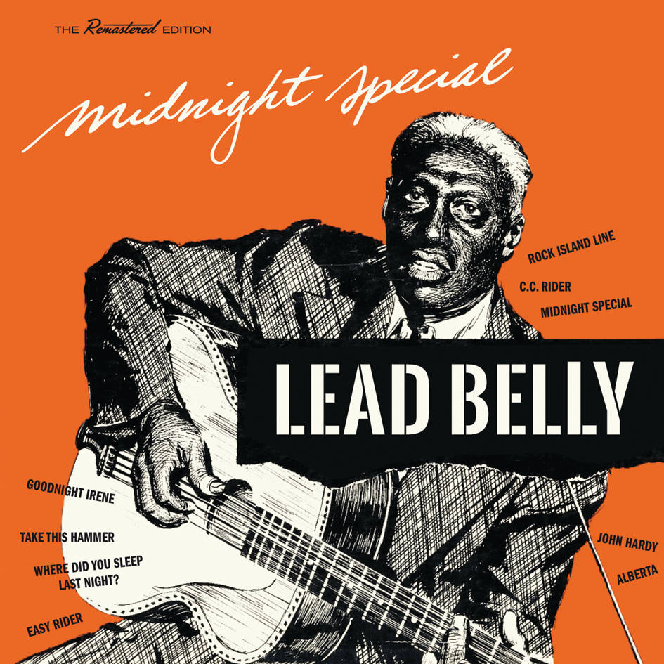 Lead Belly 的《Midnight Special》專輯封面，插圖中的音樂家正在彈結他。