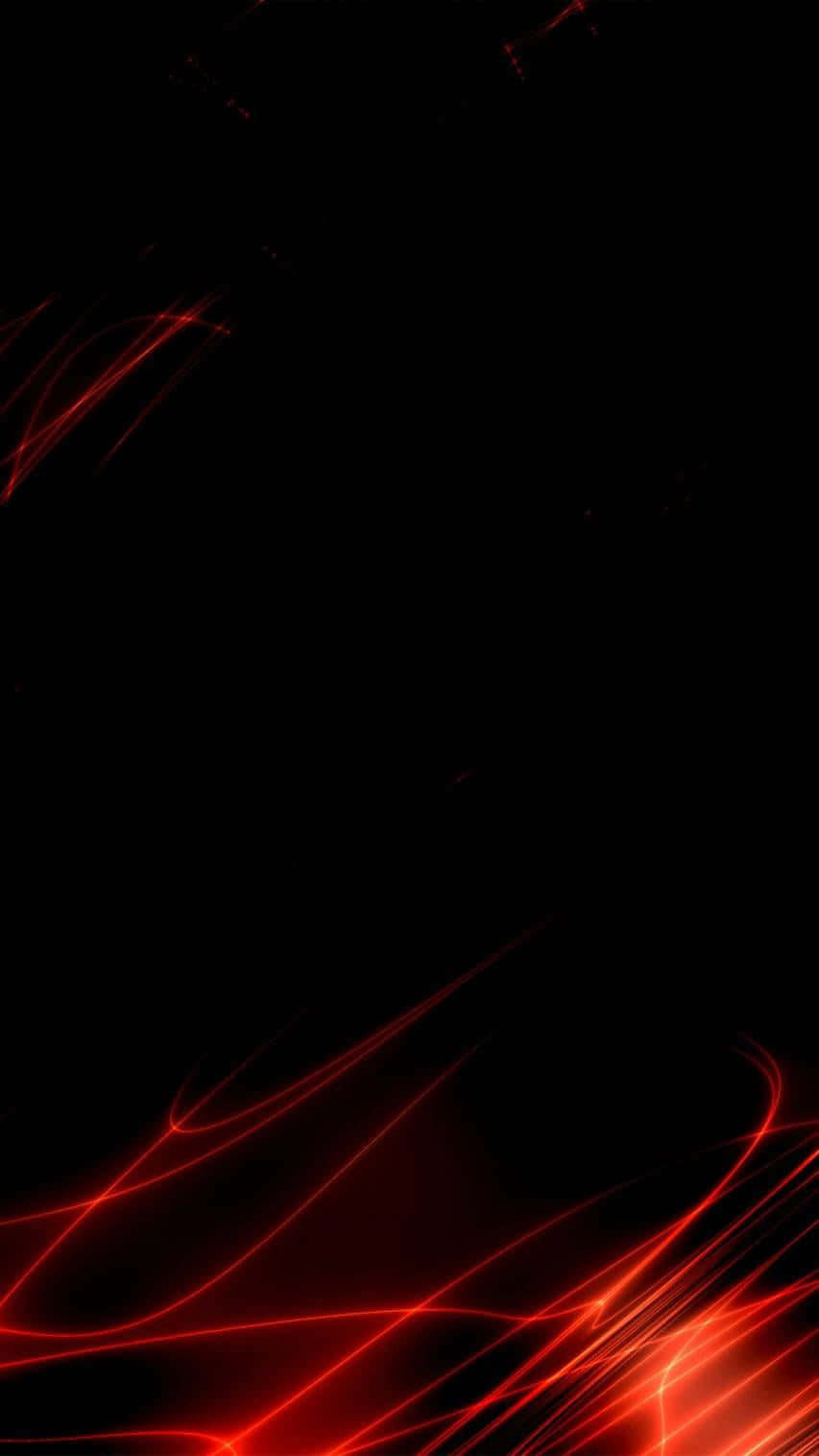 革命性iPhone XR，黑紅配色 壁紙 — 充滿活力的紅色發光條紋在深黑色背景上動態流動，營造出抽象且充滿能量的視覺效果。