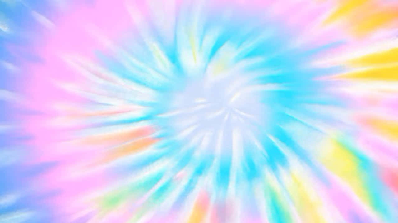 靶心漸層扎染背景 壁紙 — 充滿活力的迷幻粉彩漩渦從明亮的中心向外輻射，形成夢幻般的抽象圖案。