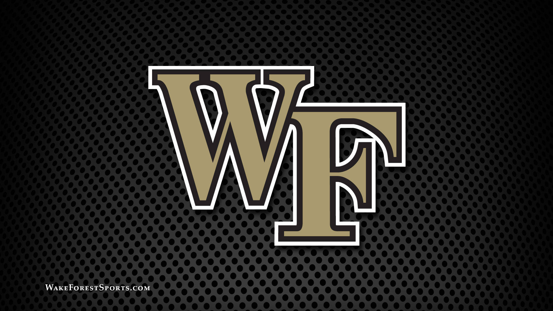 穿孔金屬背景上的 Wake Forest 運動標誌