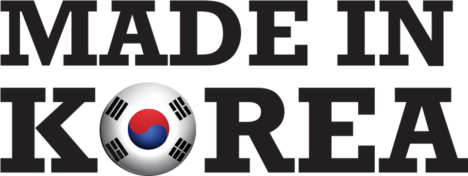 韓國製造標籤 壁紙 — 粗體黑色文字寫著「MADE IN KOREA」，中央有一個南韓國旗地球圖示。