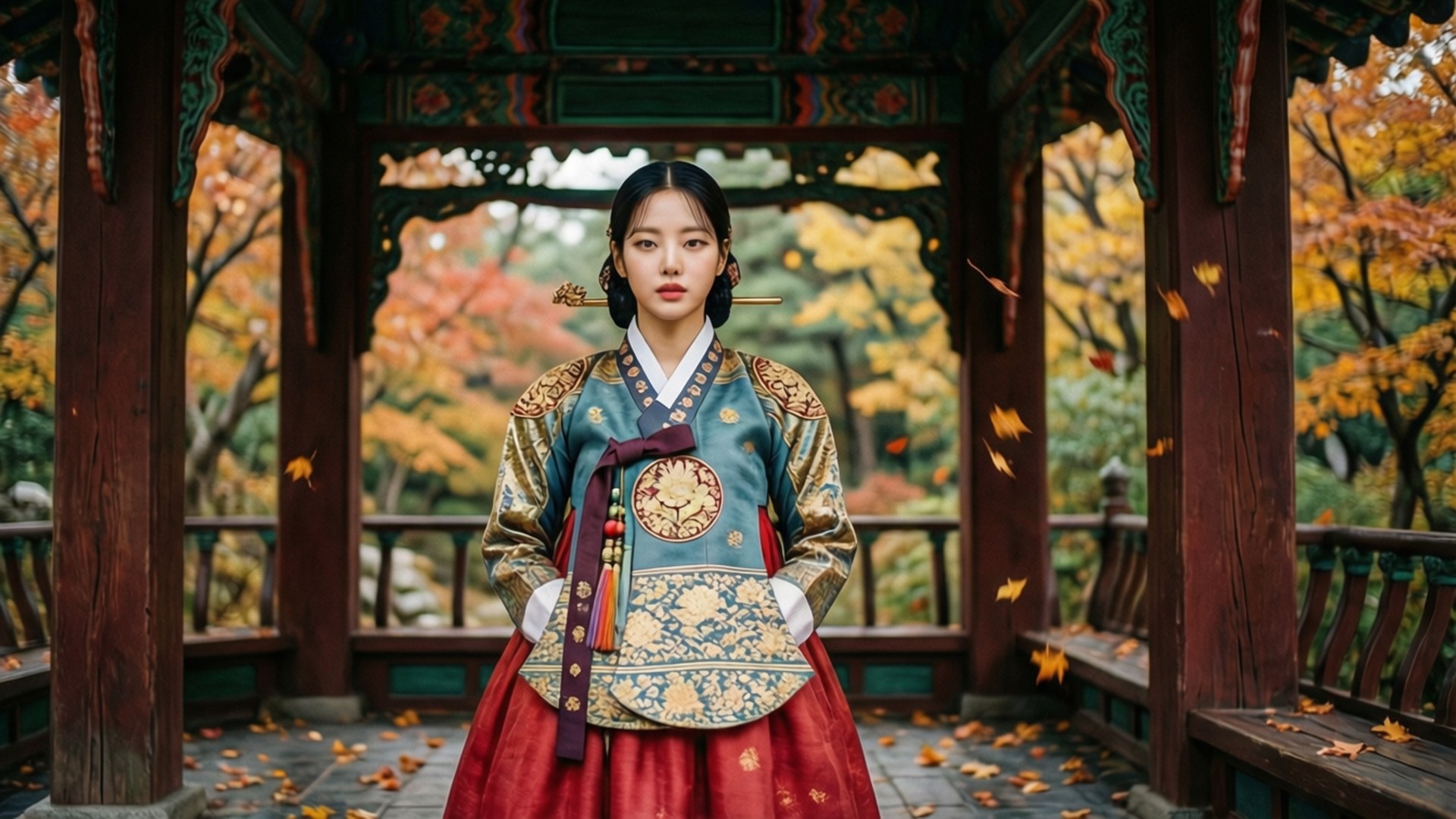 韓服秋日Jisoo 壁紙