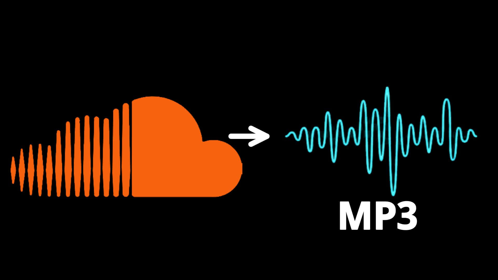 帶有聲波的橙色雲轉換為藍色MP3音頻波形。