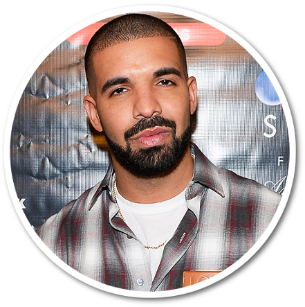 音樂藝人在活動中 壁紙 — Drake 的近距離肖像，留著鬍鬚，穿著格仔襯衫，背景為紋理金屬質感。