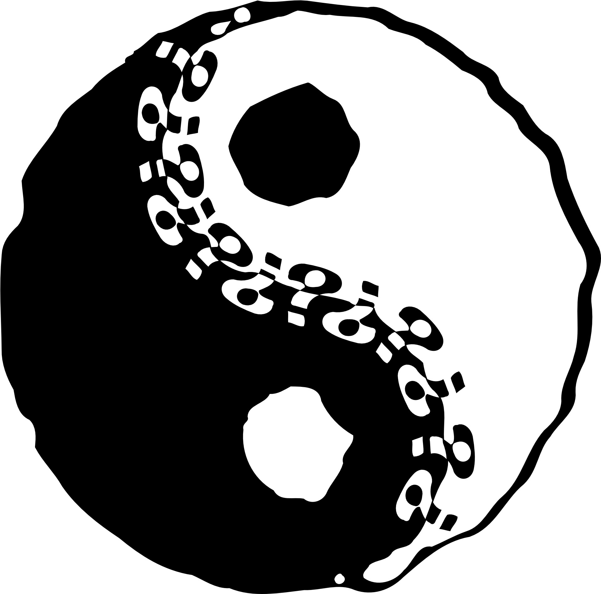 音樂陰陽符號向量藝術 壁紙 — 一個清晰的黑白陰陽符號，沿其彎曲邊界帶有複雜的漩渦圖案。