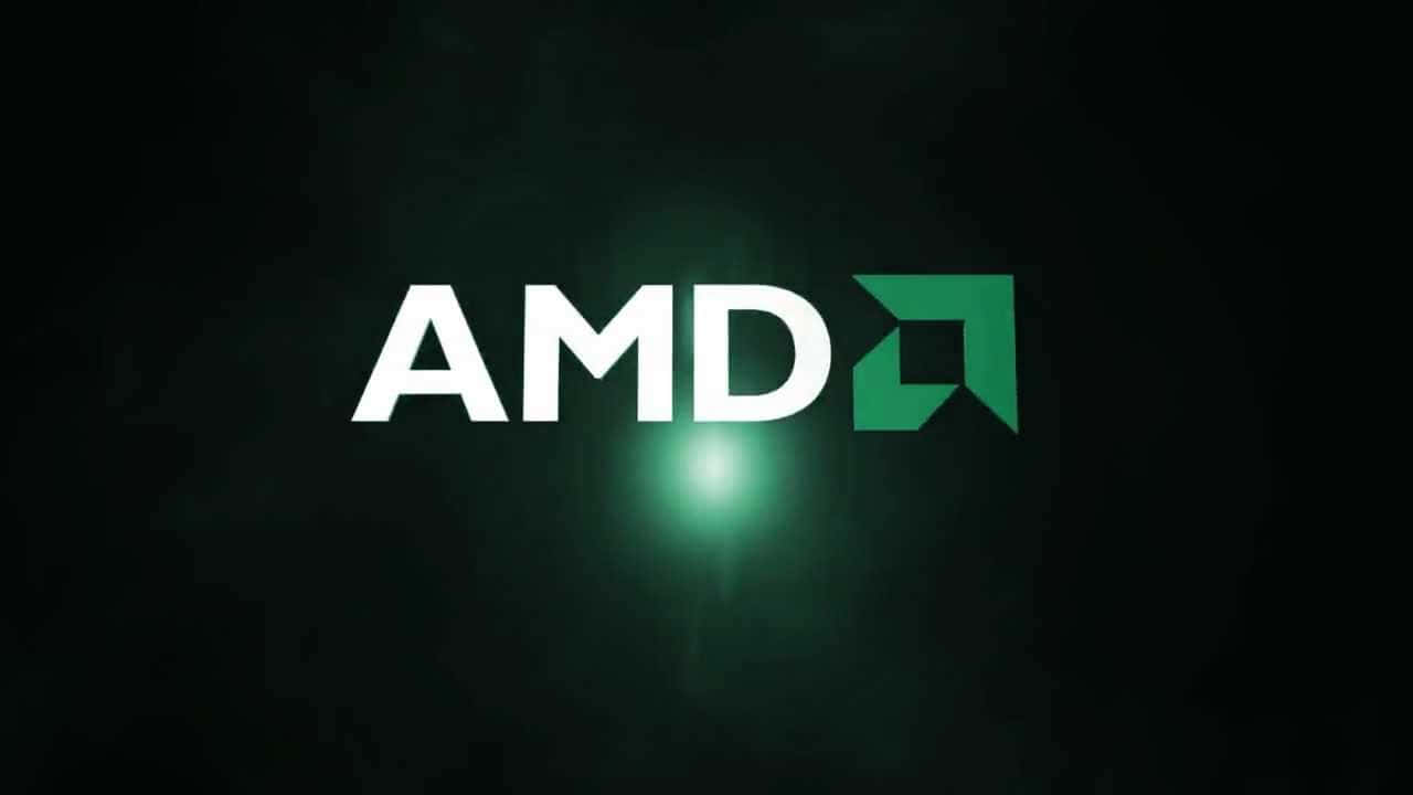 深色背景上發出綠色光芒的 AMD 標誌