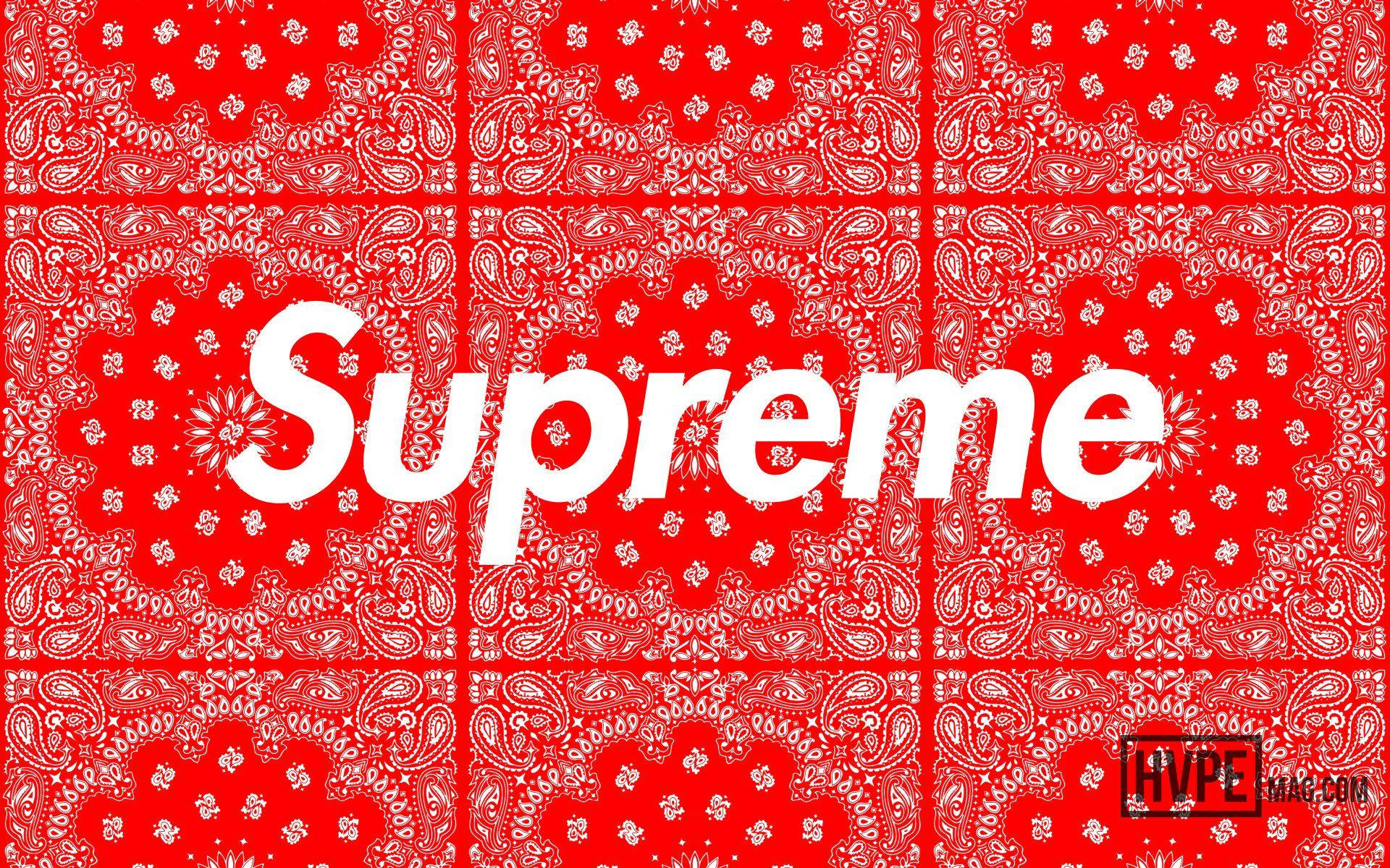 紅色頭巾圖案，白色Supreme標誌居中。