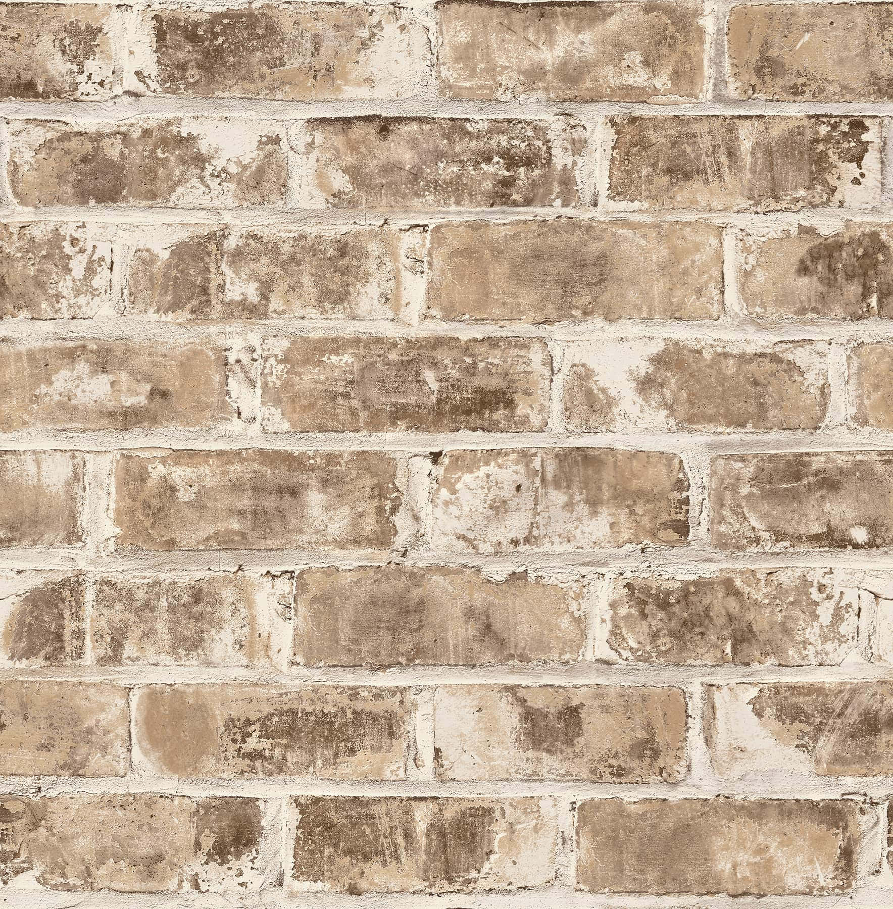 Brown Brick 桌布 壁紙 — 風化嘅米色磚牆，裂開嘅砂漿同鄉村質感。