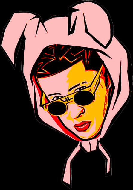 Bad Bunny卡通畫作，高畫質PNG下載