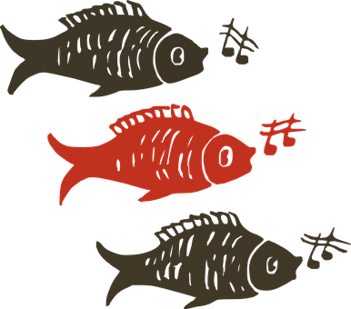 三隻風格化魚兒插畫