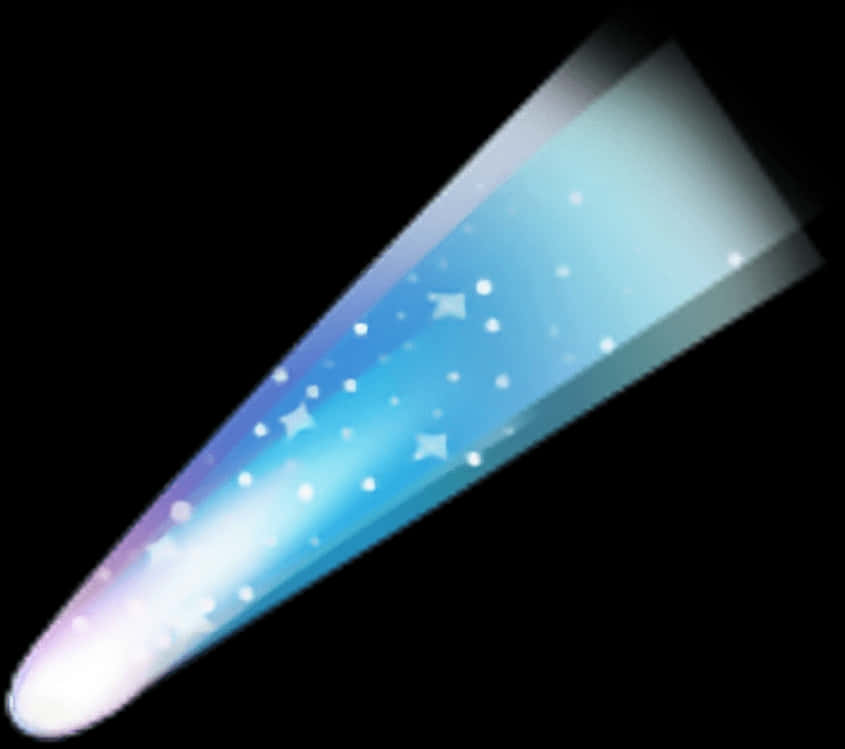 風格化流星插畫 壁紙 — 一顆發光的藍白色彗星劃過佈滿閃爍星星的黑色太空。