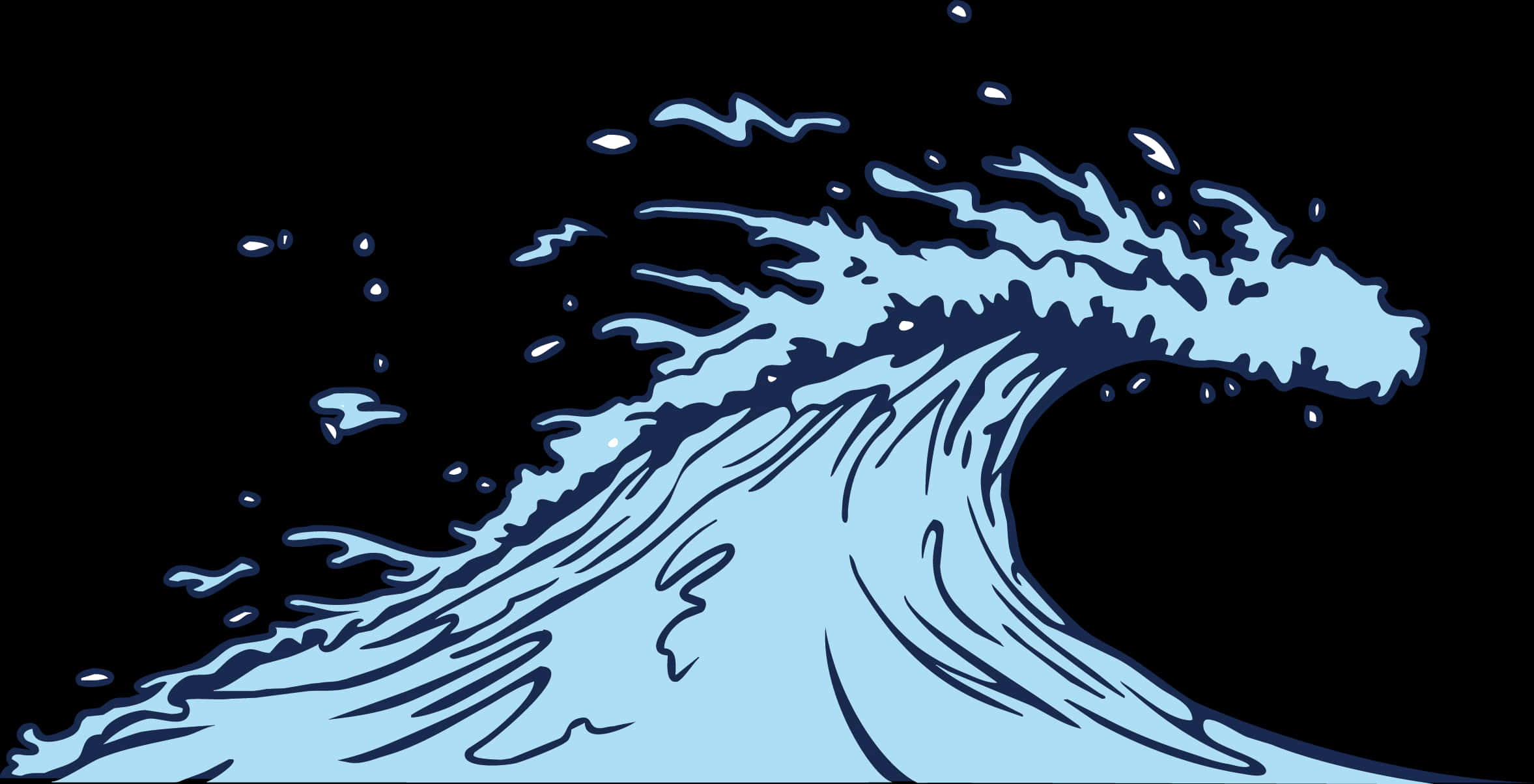 風格化海洋波浪插圖 壁紙