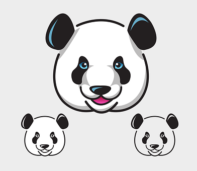 風格化熊貓臉插畫 壁紙