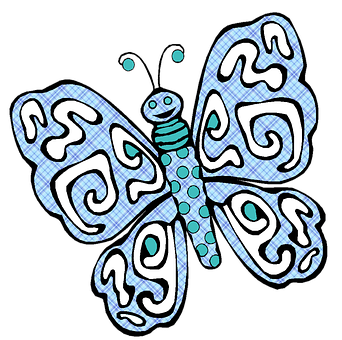 風格化藍色蝴蝶插畫