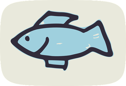 風格化藍色魚類插圖