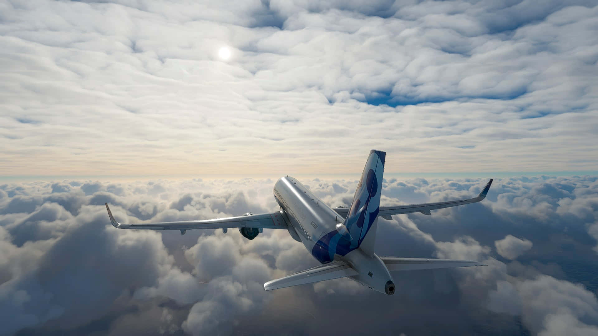 飛機穿過雲層飛行 壁紙