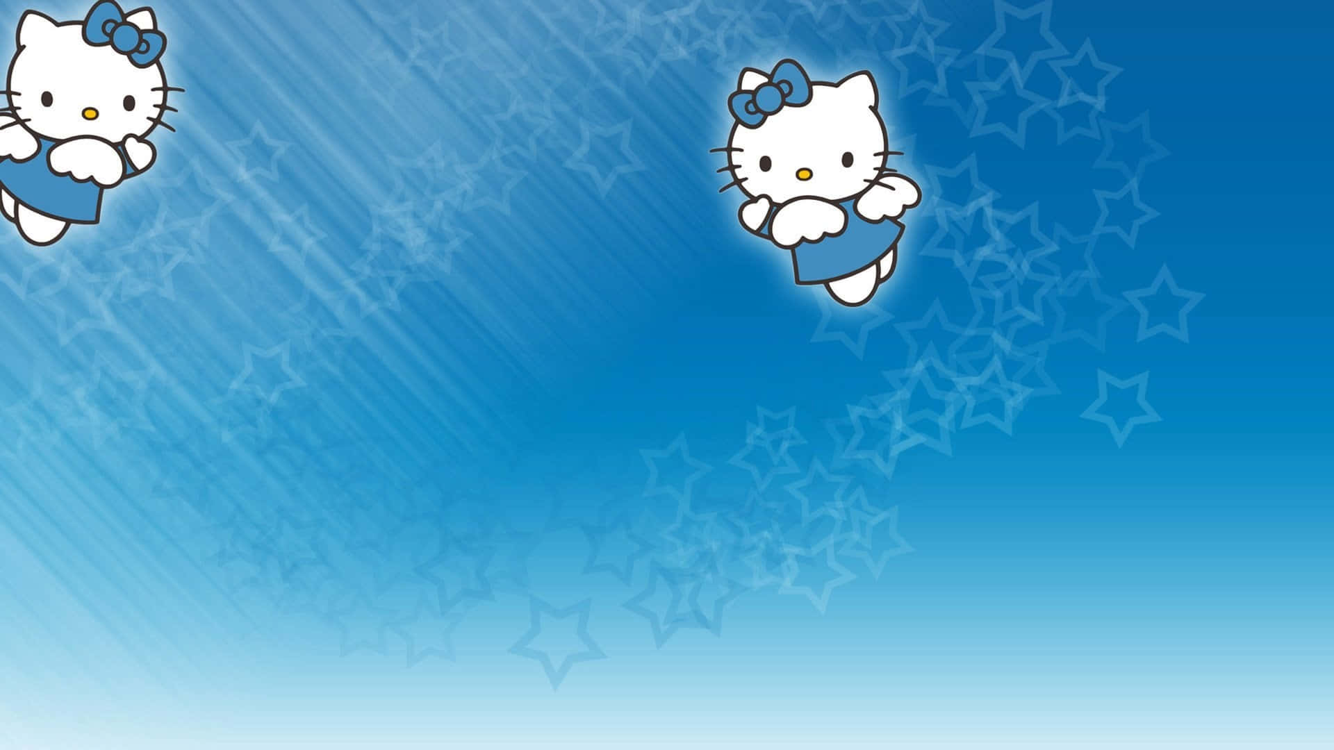 兩個Hello Kitty角色在藍色星空背景上漂浮。