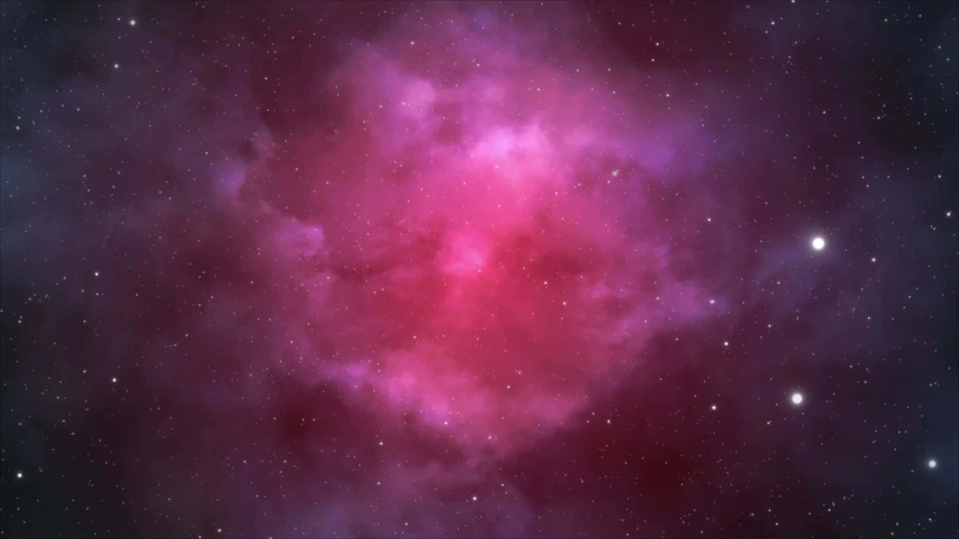 在繁星點點的夜空中閃耀的充滿活力的粉紅色和紫色星雲。