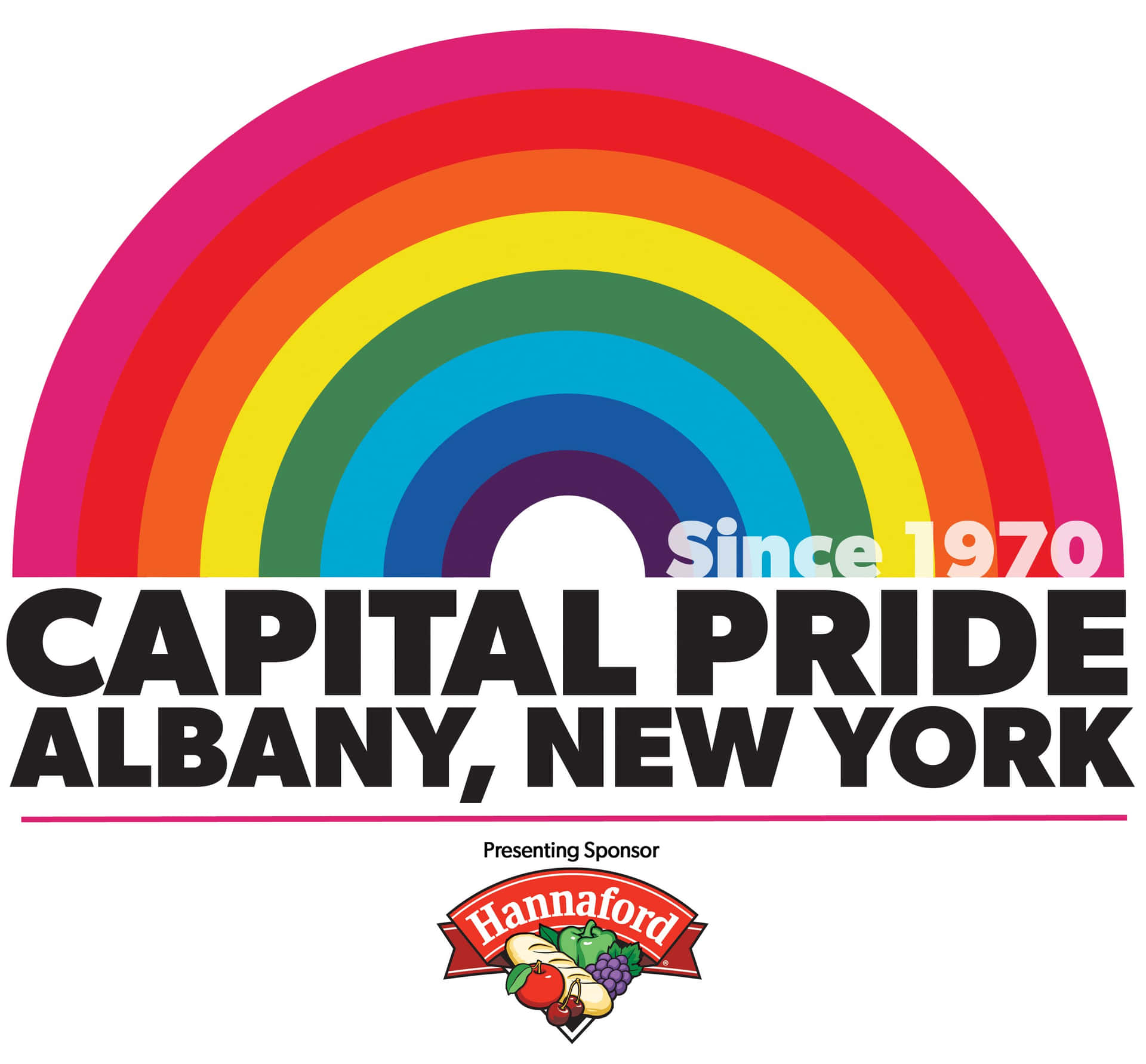 帶有彩虹和贊助商的Capital Pride Albany New York標誌