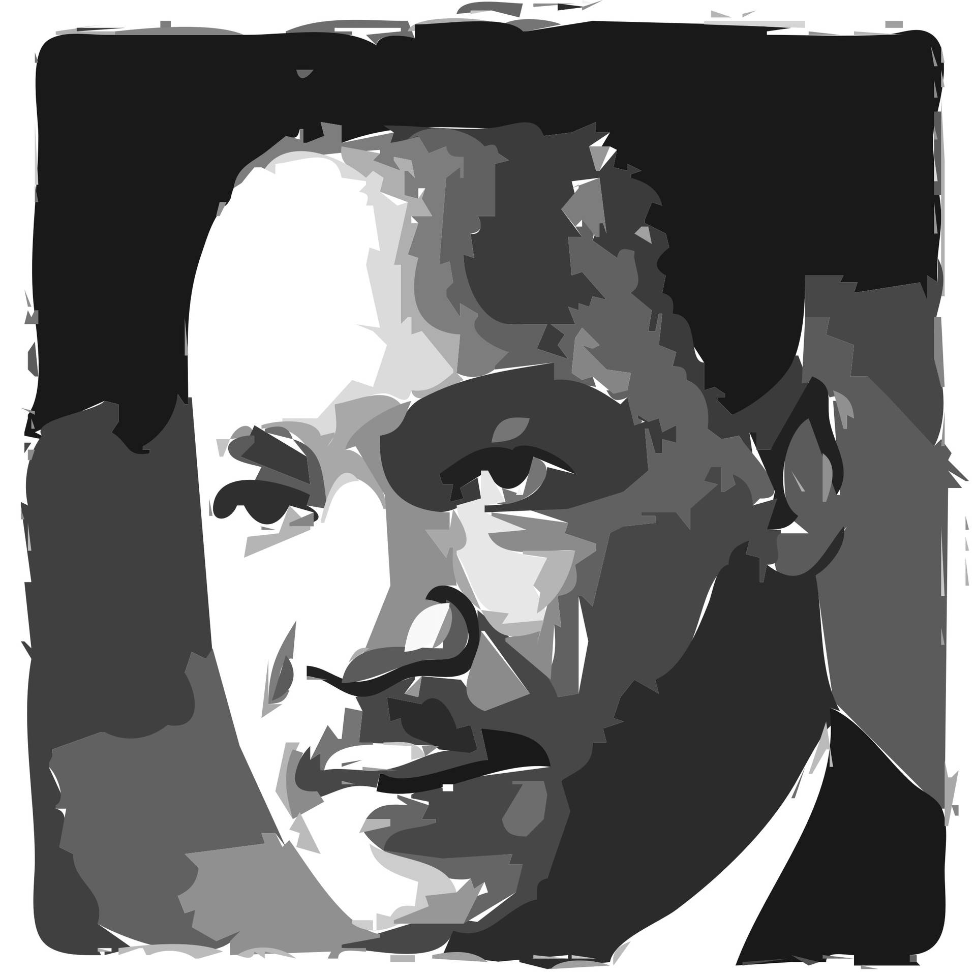 風格化的黑白數碼肖像，描繪一位留鬍子的男士。 — 马丁·路德·金 壁紙