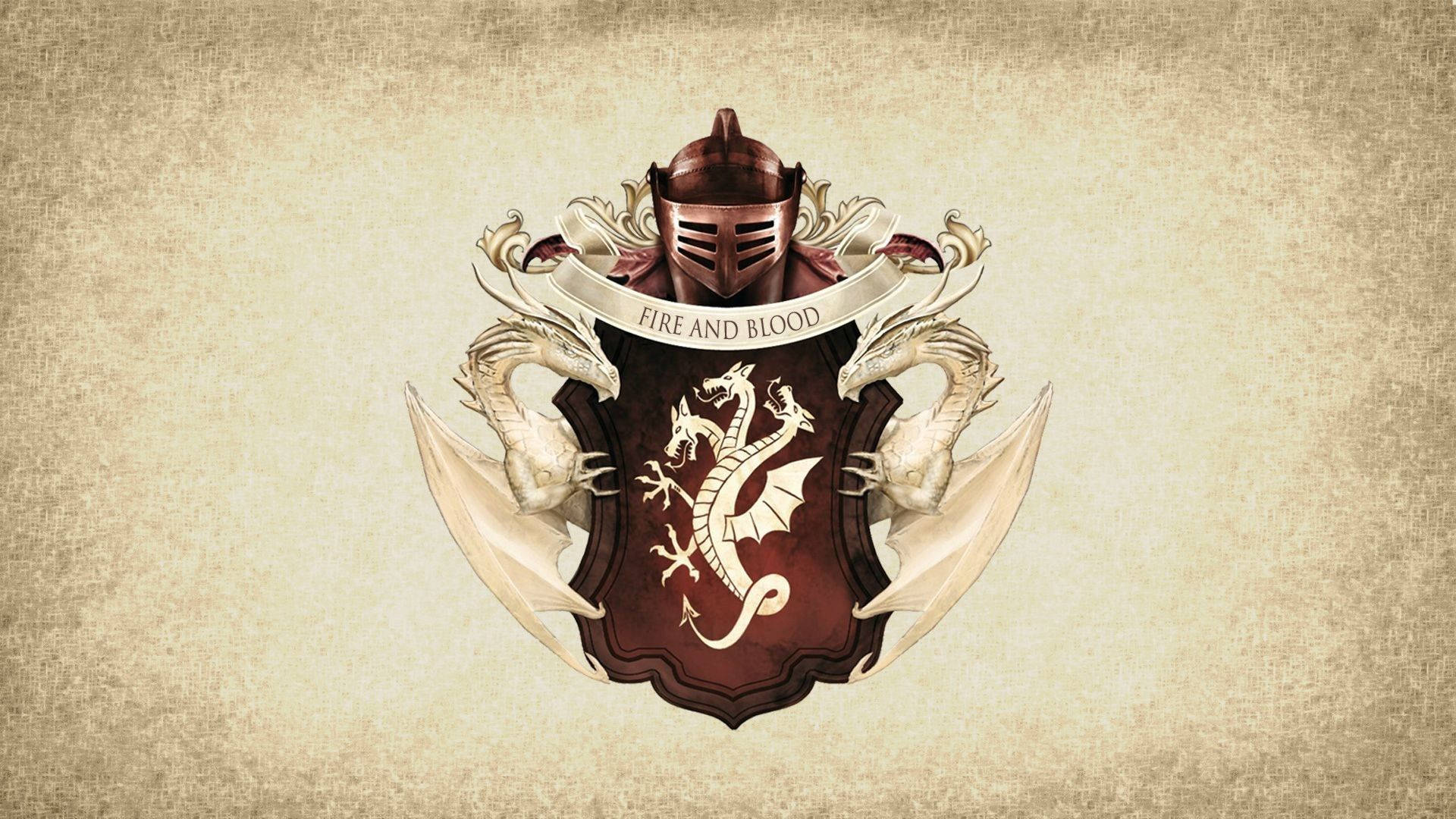 帶有三頭龍和座右銘「火與血」的紋章