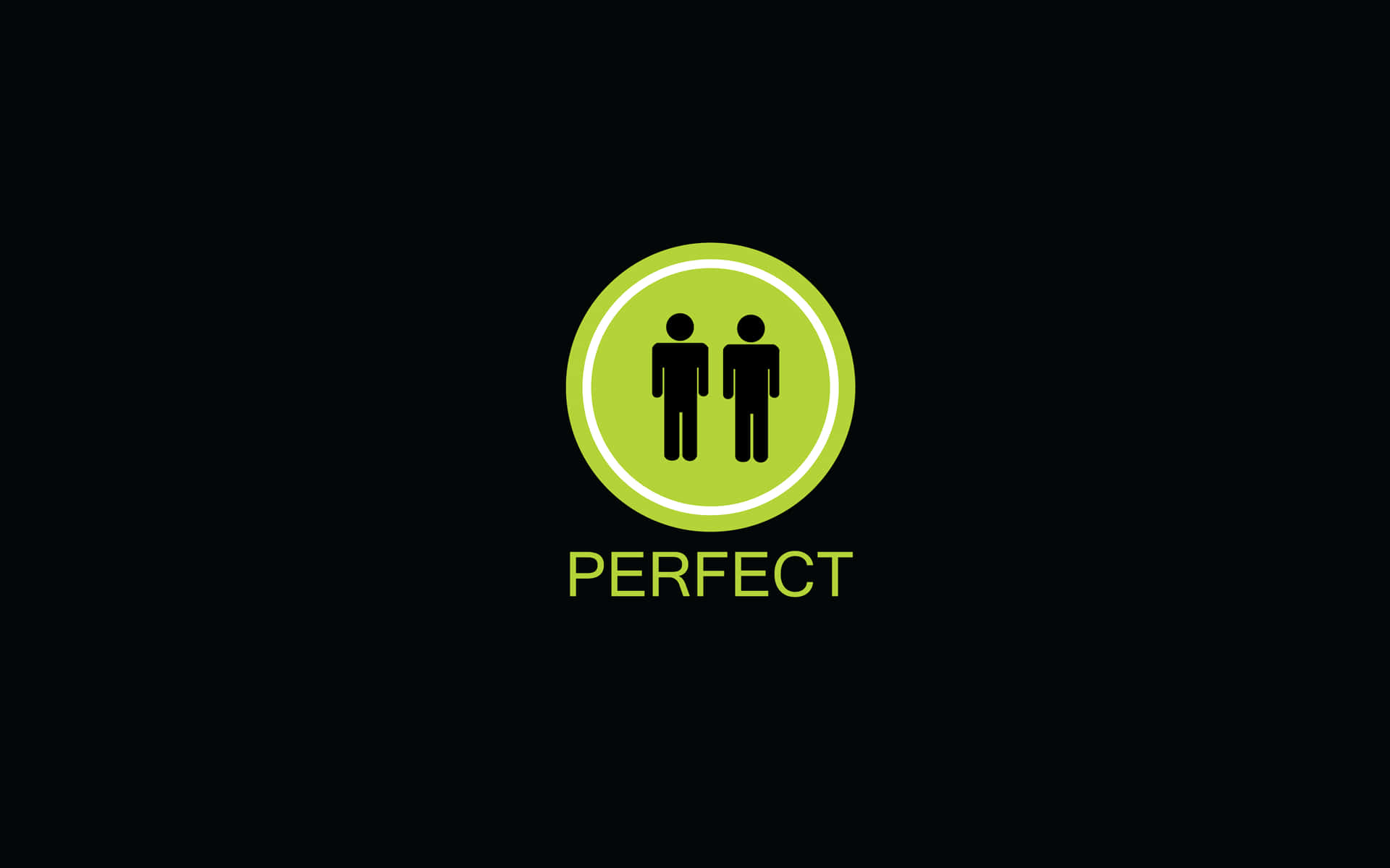 綠色圓圈內有兩個黑色人形圖標和「perfect」字樣，背景為黑色。