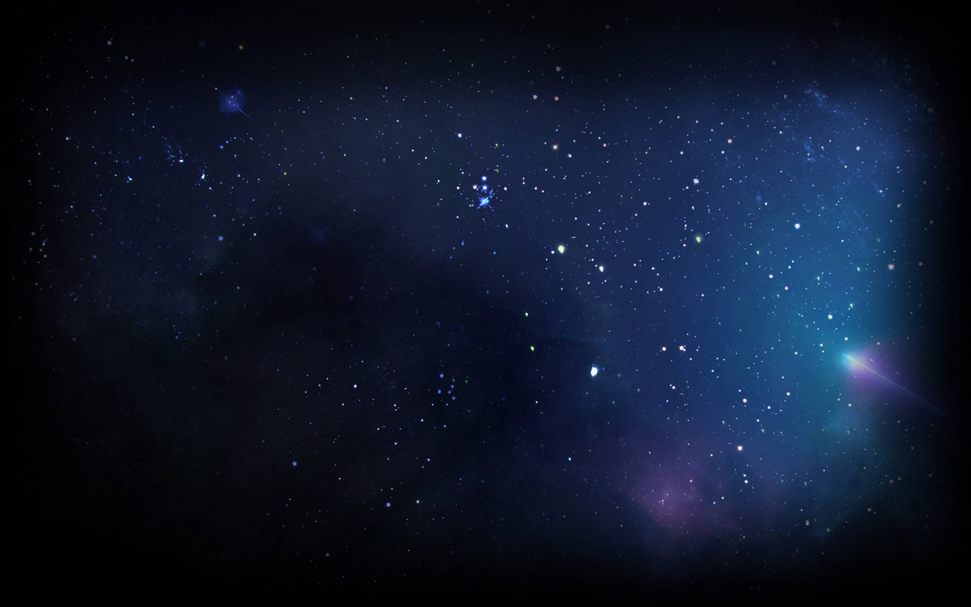 驚艷星空文明超越地球 壁紙 — 一片宇宙空間，充滿了閃爍的星星和發光的星雲，呈現深藍和紫色，襯托著黑暗的虛空。