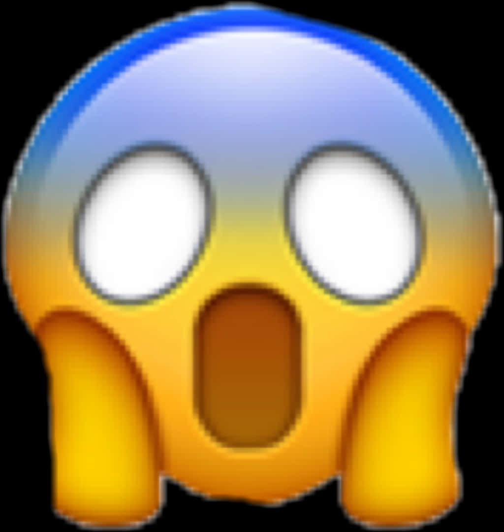驚訝臉部表情符號 壁紙 — 一個驚訝的表情符號，睜大眼睛，張開嘴巴，背景為黑色。