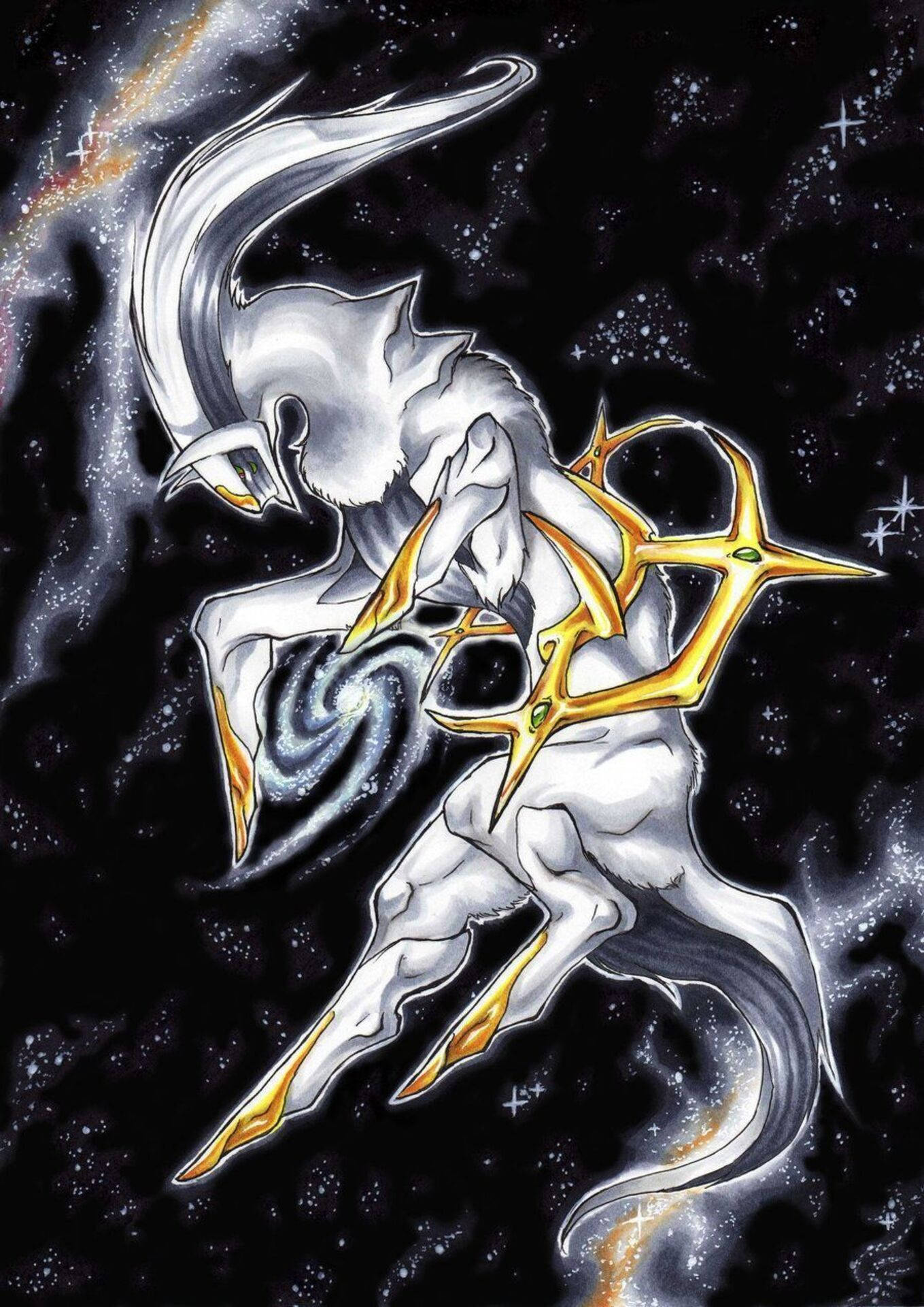 神話中的銀色駿馬，身披金色鎧甲，奔騰於繁星銀河之中。